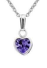 captivating teeny-tiny silver heart February birthstone baby necklace
